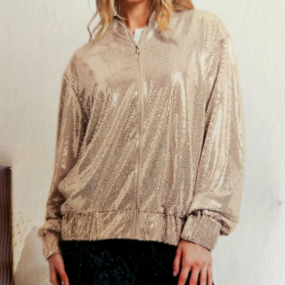 Sold Out Serra Golden Sequence Bomber Jacket size XL